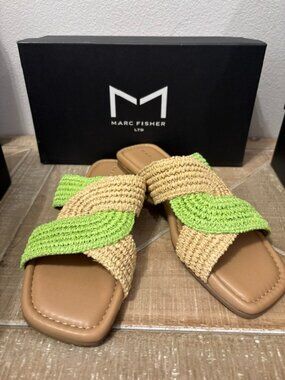 NEW Marc Fisher LTD Nylie Slide Sandals Dark Green - Sizes 7.5, 8.5